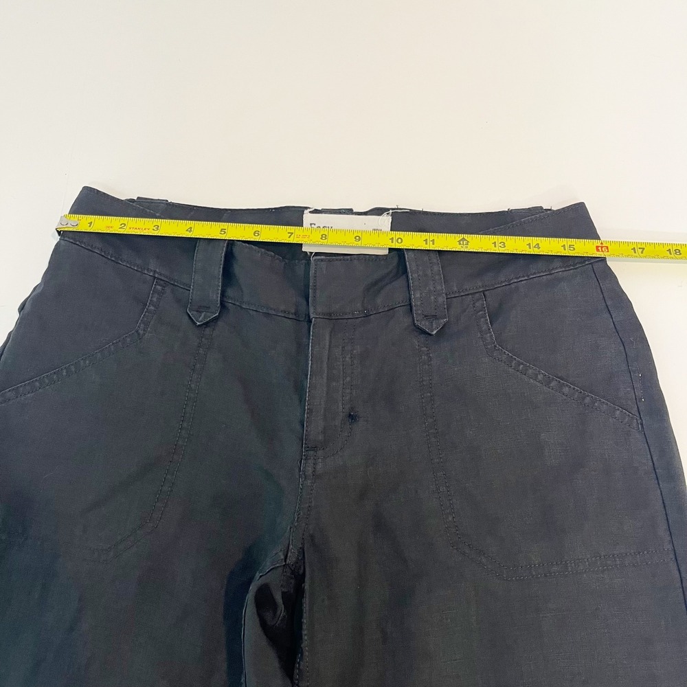 George & Martha Black Linen Easy‎ Capri Pants Womens Size 8 Cuffed Crop Trousers - Picture 6 of 8